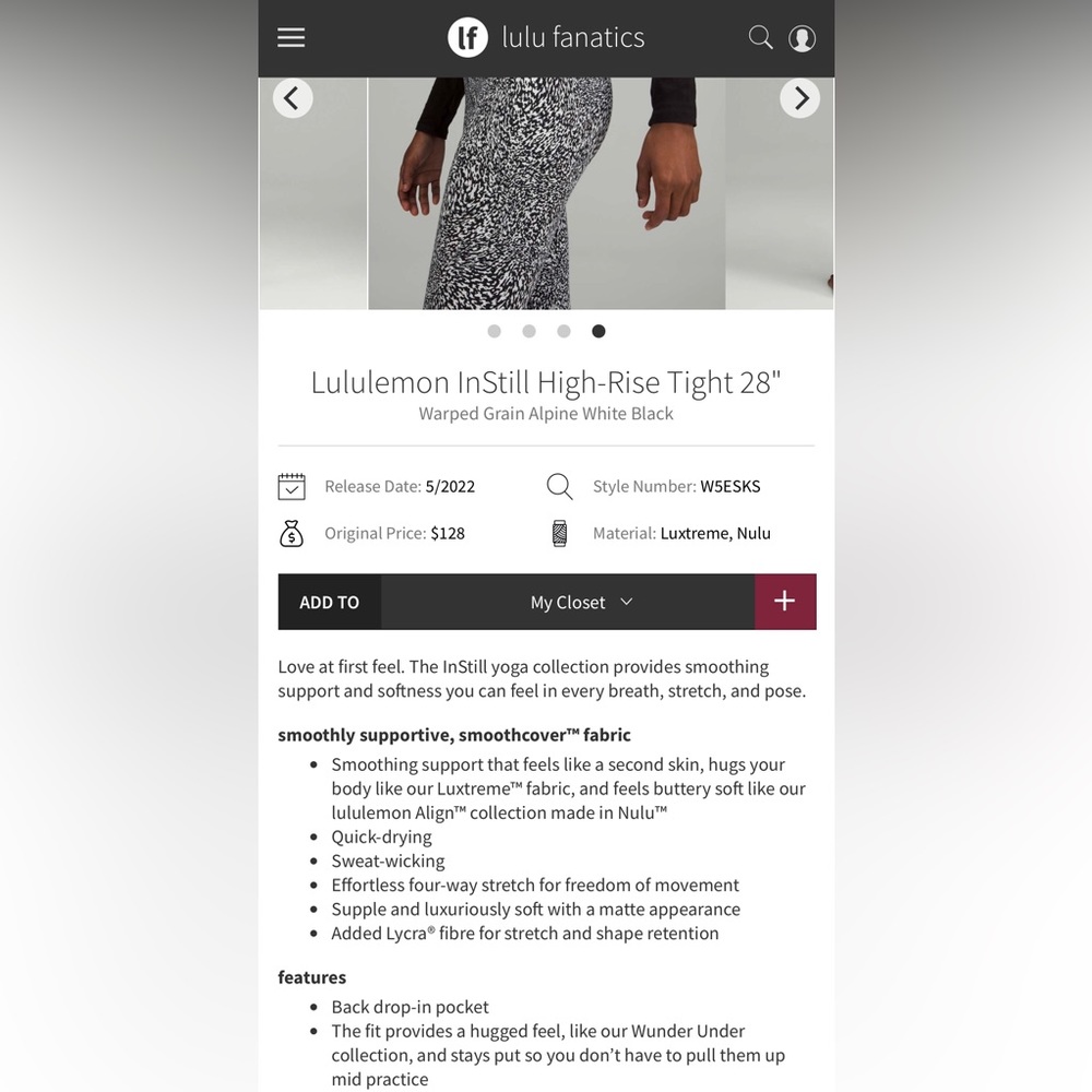 Lululemon InStill HR Leggings 28" Size 8 - Picture 8 of 8